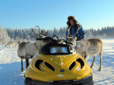 reindeer man feeding the reindeer in Lapland (Heather Sunderland)  [flickr.com]  CC BY 
License Information available under 'Proof of Image Sources'